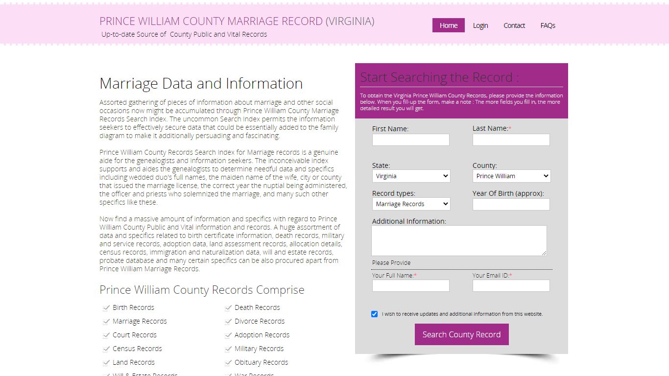 Public Marriage Records - Prince William County, Virginia